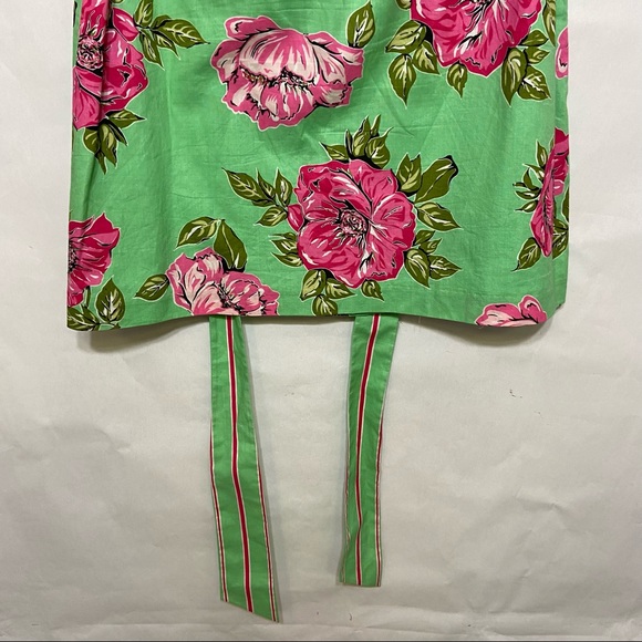 TIBI COTTON GREEN PINK FLORAL FLOWERS TIE WAIST SKIRT - Picture 9 of 15